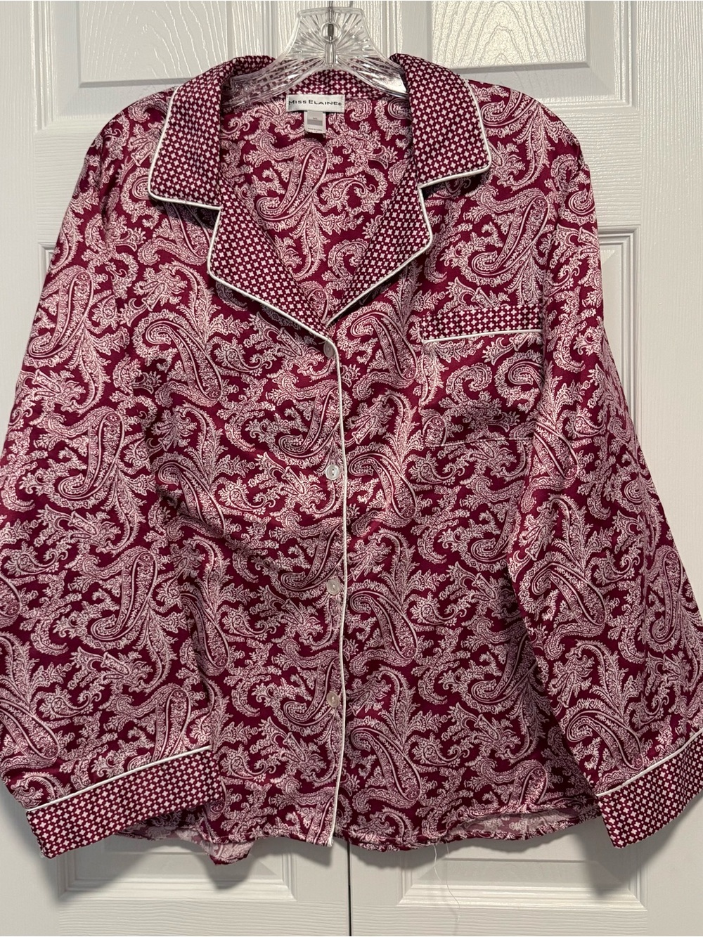 Miss Elaine Burgundy Paisley Satin Pajamas